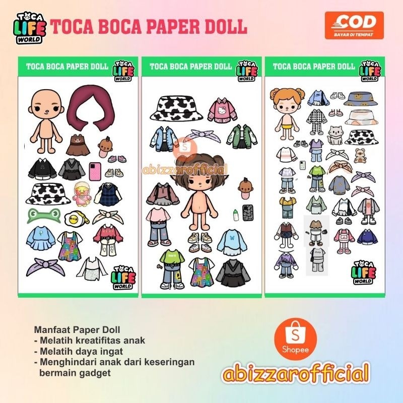 BP BPAN mainan edukasi anak toca boca paper doll tempel dan gunting sendiri