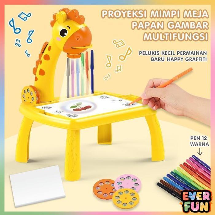 Meja Proyektor Edukasi Anak - Mainan Belajar Melukis & Mewarnai untuk Anak Tanpa Garansi Transportat