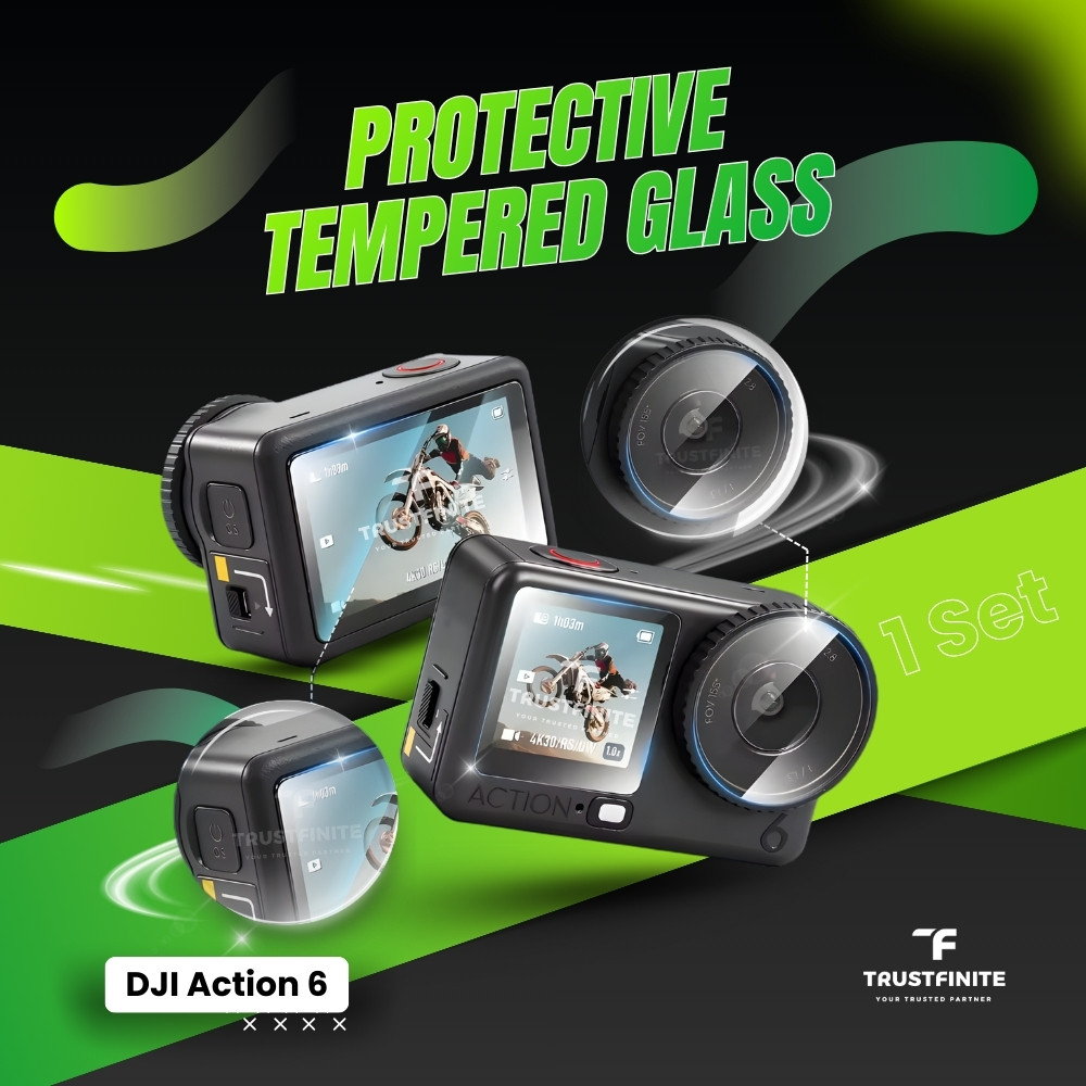 OEM Protective Tempered Glass DJI Action 6 (1 Set) / Anti Gores Pelindung DJI Action 6