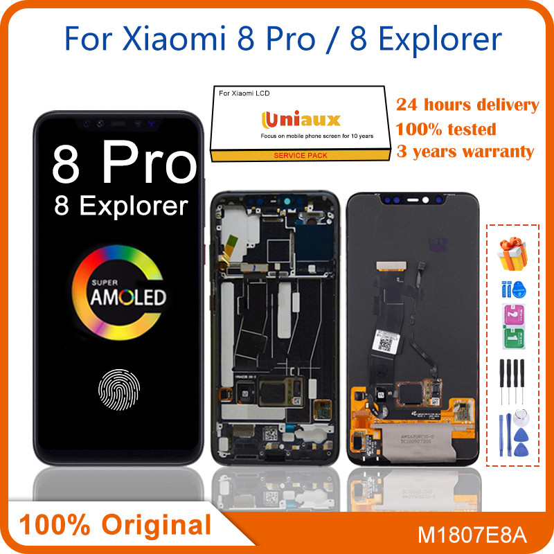 Original Super AMOLED For Xiaomi Mi 8 Pro Mi8 Explorer Etion LCD splay Tou Screen gitizer With Finge