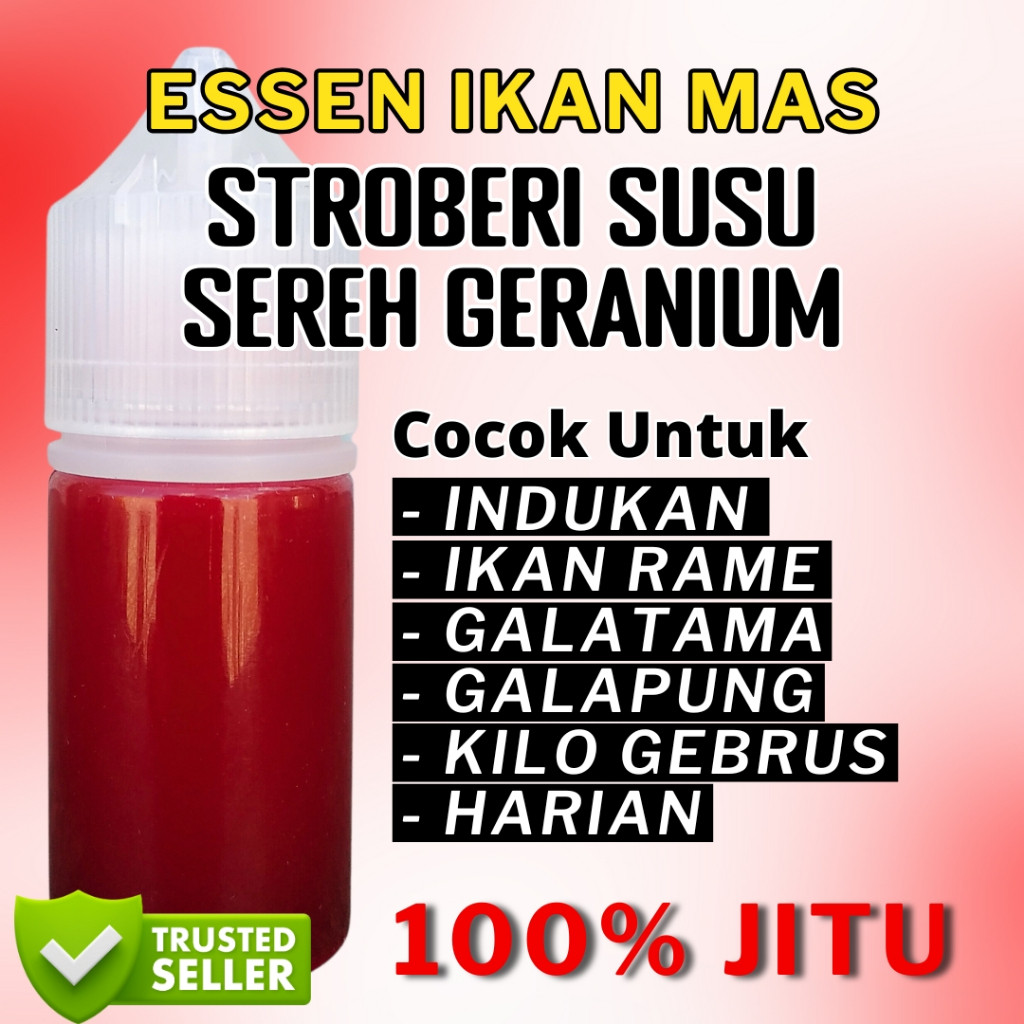 Essen Oplosan Ikan Mas Aroma Stroberi Sereh Susu Geranium Asli Original Zona Essen, Essen Ikan Mas P