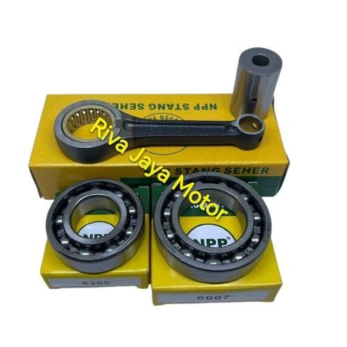 Paket Stang Seher + Laher 6205 + 6007 Honda Beat Scoopy Spacy Karbu Beat Fi Esp Bearing Kruk As Kana