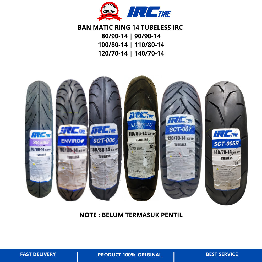 BAN RING 14 MATIC IRC TUBELES 80/90-14 90/90-14 90/80-14 100/80-14 110/80-14 120/70-14 140/70-14 BAN