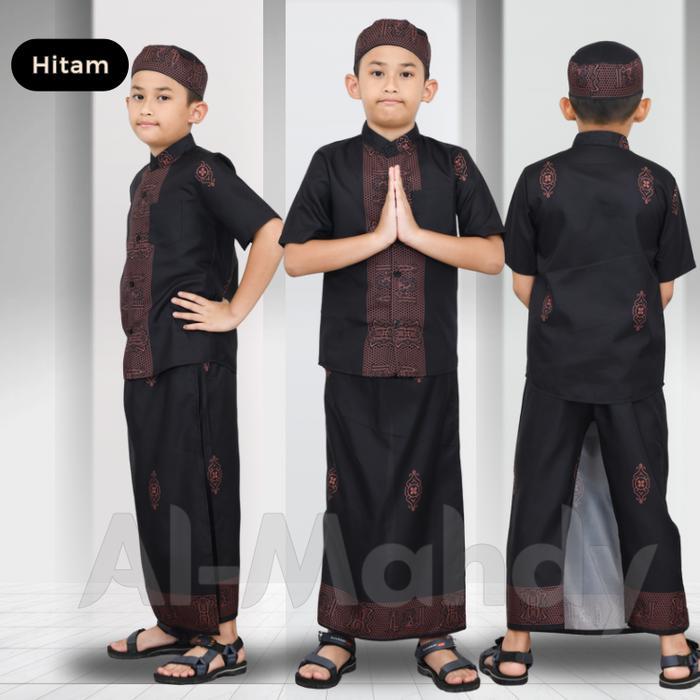 Setelan Baju Muslim Koko Anak Laki-laki Sarkoci Usia 3-14 Tahun Motif Batik Gus Iqdam katun Premium 