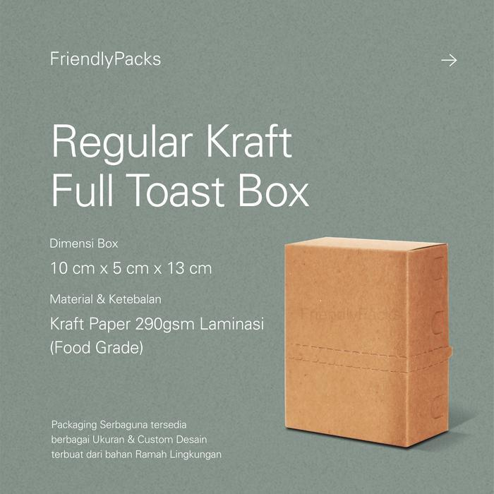 Regular Full Toast Box Packaging Kraft / Kemasan Roti Bakar / Dus Roti - Polos