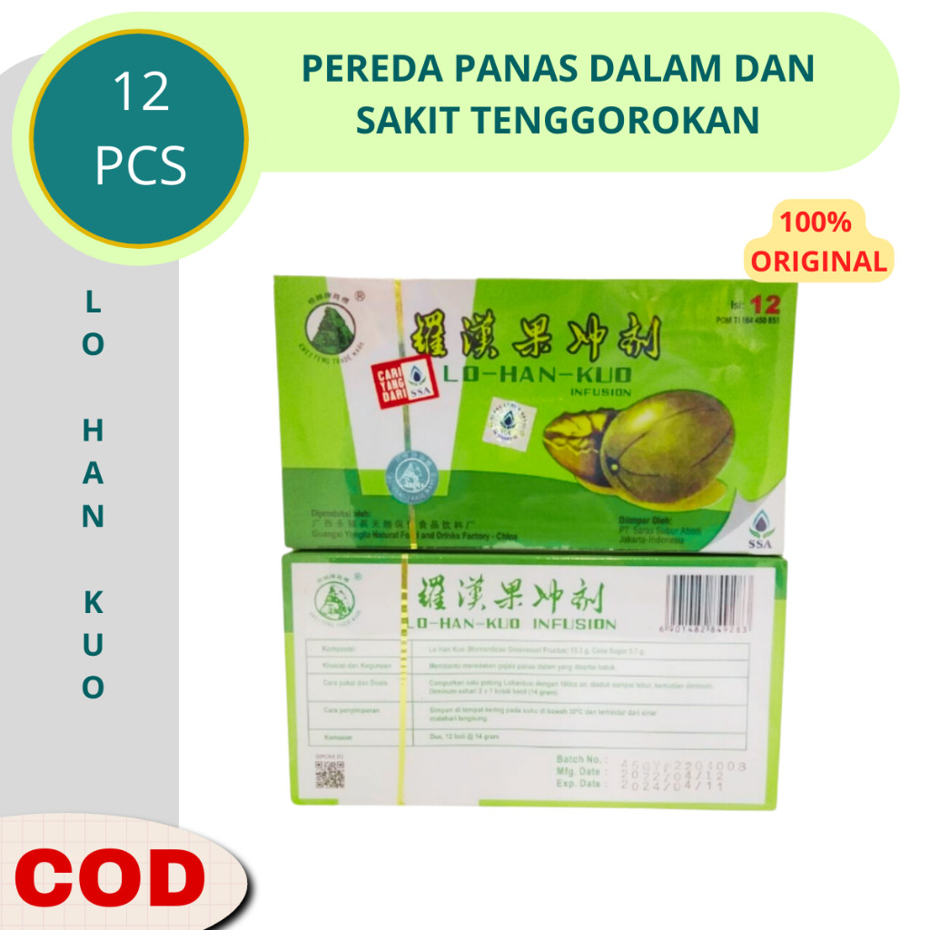 Obat Sakit Tenggorokan Teh Cina Obat Sariawan Panas dalam Lo Han Kuo Asli Isi 12 Pcs