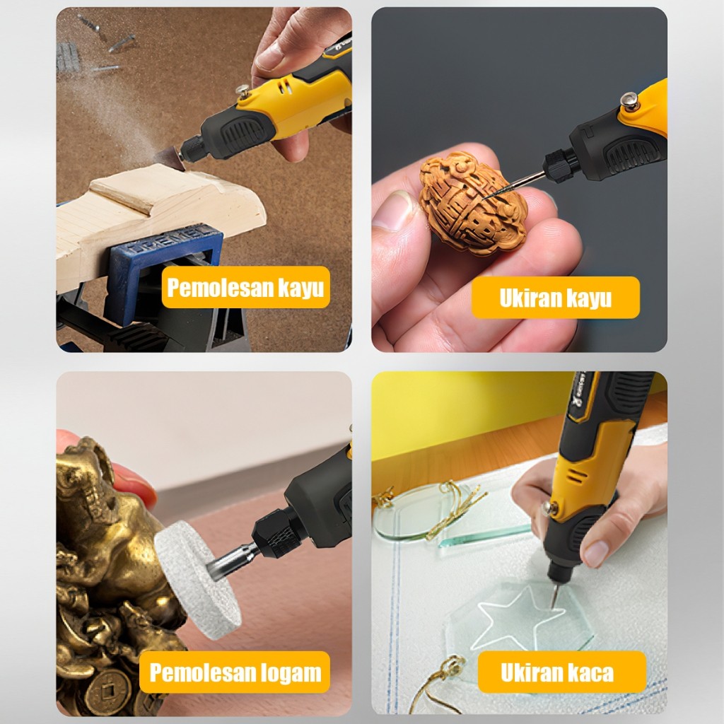 TERLARIS SOARFLY Mini Gerinda/Mini Bor Set 57Pcs 3 gigipenyesuaian 16000r/RPM mesin ukiran poles ger