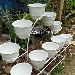 Pot Bunga Tawon Plastik Putih Coklat 20 Cm