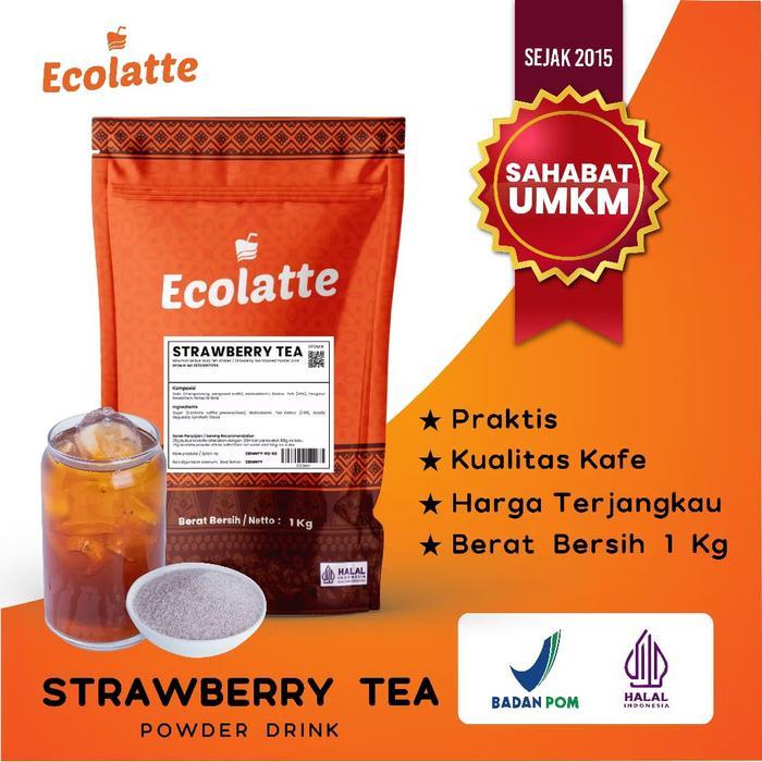 Ecolatte Strawberry Teh Bubuk Minuman 1Kg Usaha Minuman UMKM