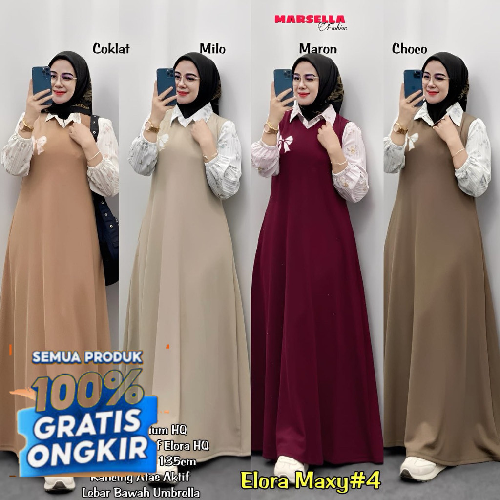 Elvina Maxy Dress Gamis Knit Import Best Seller Realpict- koleksi baru