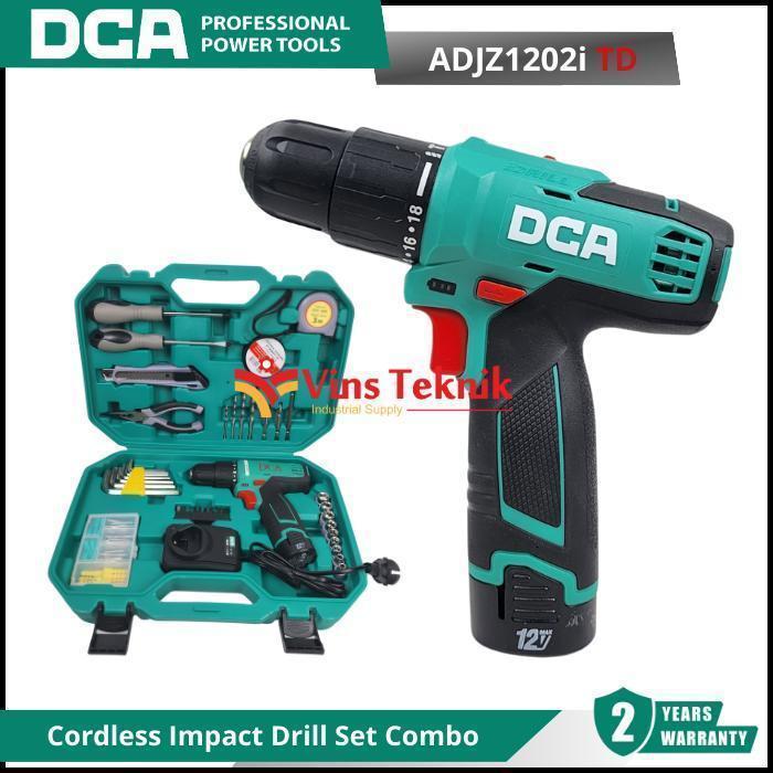 DCA ADJZ1202 Mesin Bor Baterai 12V Cordless Impact Drill Combo Bit ADJZ1202i TD