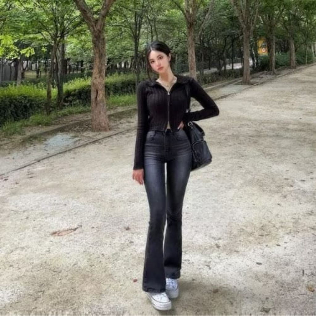 Highwaist Cutbray Jeans Retro Wanita-Celana Jeans Cutbray Wanita Model Retro Korea Terbaru