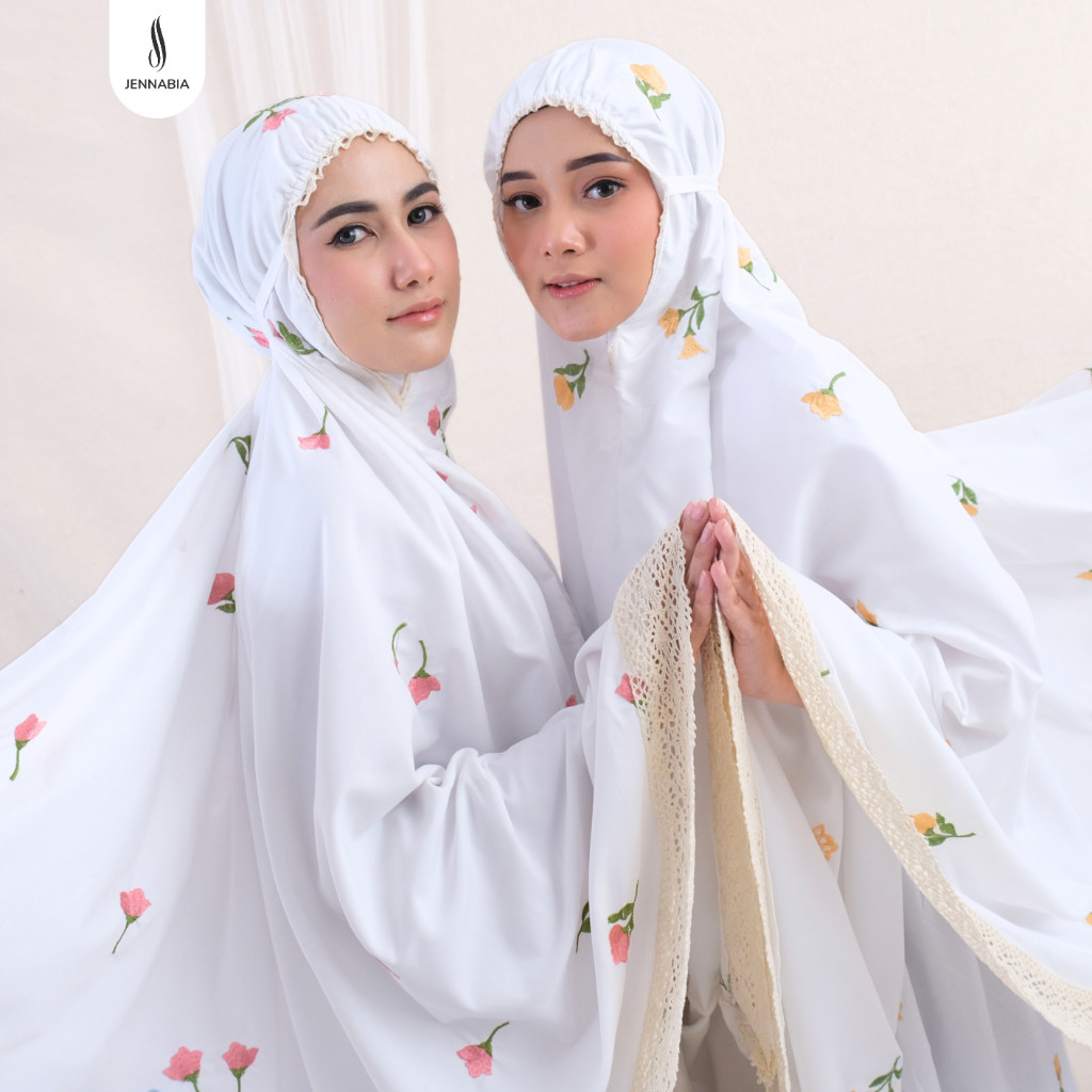 JENNABIA - Mukena Katun Bordir Dewasa Premium Bunga Alamanda