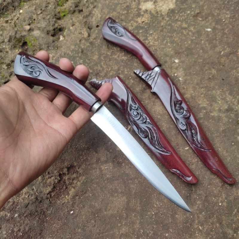 Pisau Dapur Unik Cantik Baja Strip Kayu