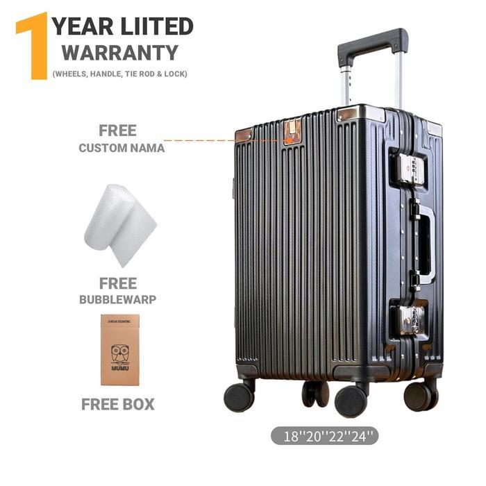 Dream Koper 22 inch 24 inch Free Custom Nama & Logo TSA Lock  Roda 360°  M101 Kabin - Hitam, 22 inch
