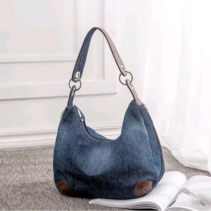 AYCP tas bahu denim tas wanita tophadle - biru tua