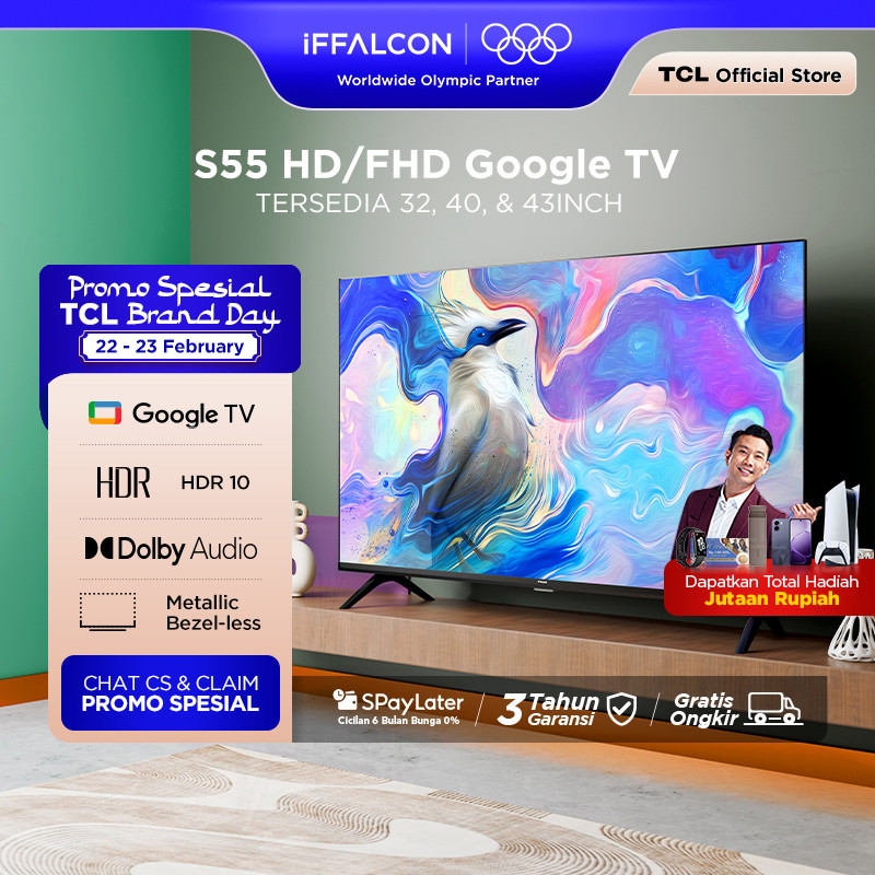 iFFALCON by TCL S55 Series Google TV (Android 14) Smart Digital - HD/FHD - HDR 10 - Dolby Audio - Go