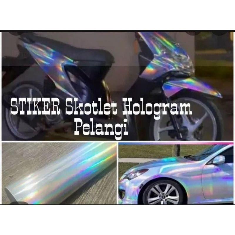 Stiker Skotlet Motor Hologram Putih Skotlet Hologram Skotlet Pelangi Skotlet Putih Pelangi Skotlet P