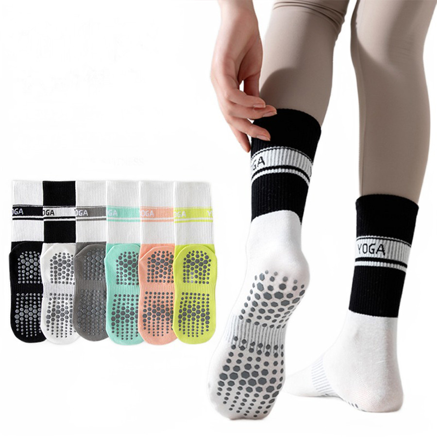 1 pair of women's yoga socks, candy colored mid leg socks, skipping rope sports socks, Pilates indoo