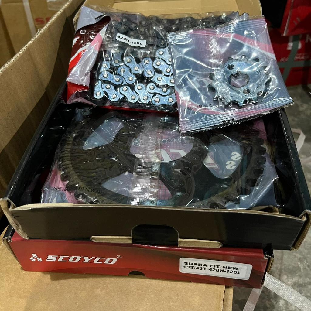 GEAR SET GIR SET CHAIN KIT GEAR PAKET SCOYCO SUPRA FIT NEW REVO KHARISMA KARISMA 13 43T ORIGINAL