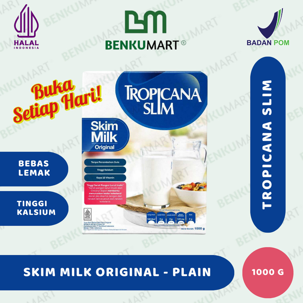 Tropicana Slim Susu Skim Original 1000 gram - Bantu Turunkan Kolesterol