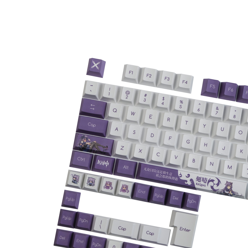 138 Keys Genshin Impact Theme Keycap Set KEQING PBT Material Cherry Profile DYE-Sublimation Keycap F