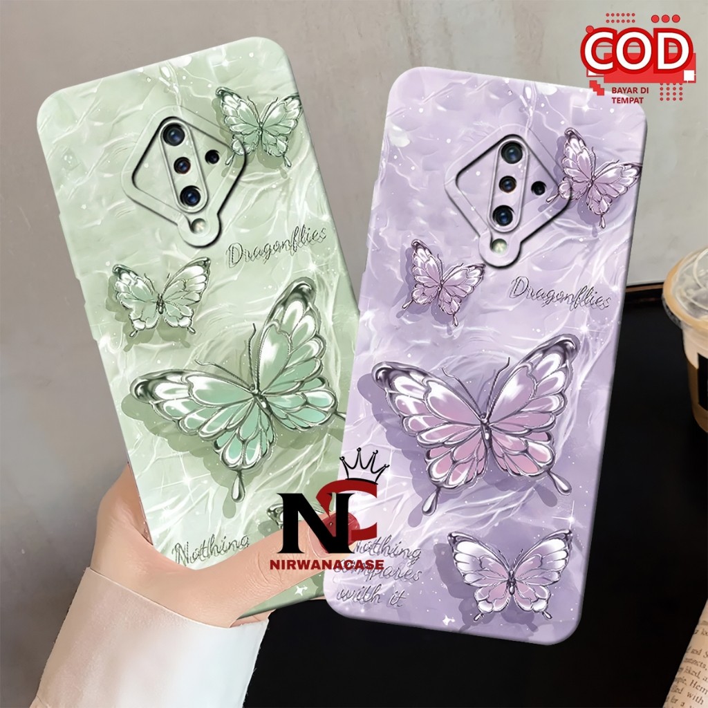 Cassing Hp Vivo S1 Pro - Case Vivo S1 Pro Motif Kupu - Kupu Fashion Case Lucu Pro Camera Lentur