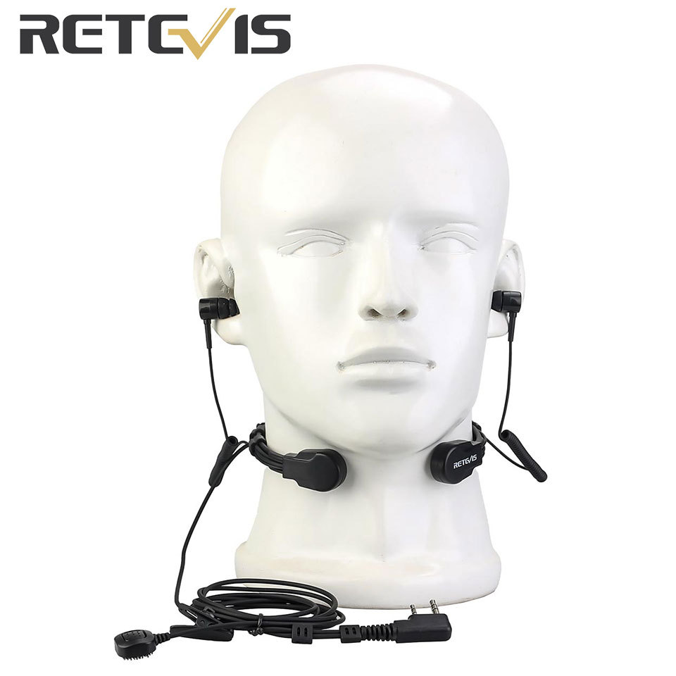 Retevis ETK007 H777 Walkie Talkie Accessories Adjustable Throat Mic  Finger PTT Two Earpieces for Ba