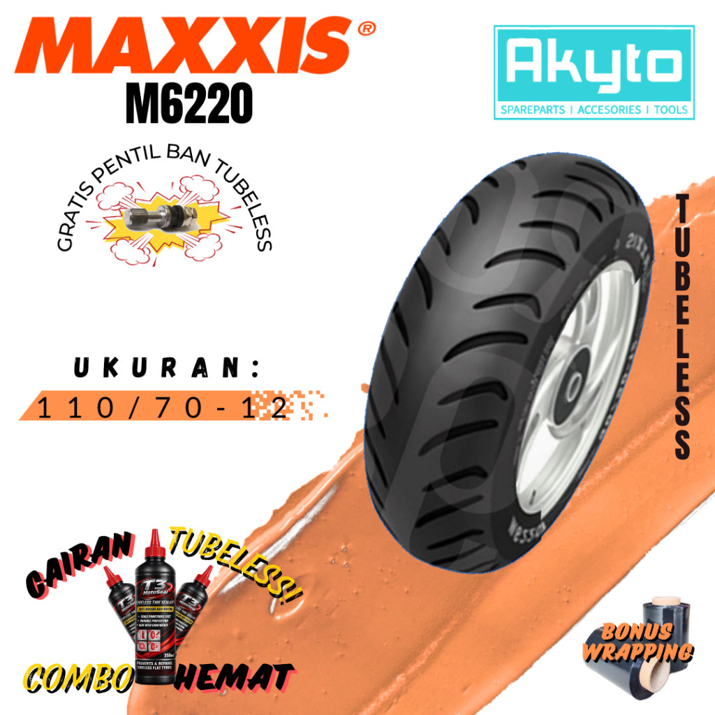 BAN MAXXIS M6220 / BAN TUBELESS / BAN RING 12 / BAN R12 / BAN MOTOR FAZZIO FREEGO SCOOPY ADRESS MIO 