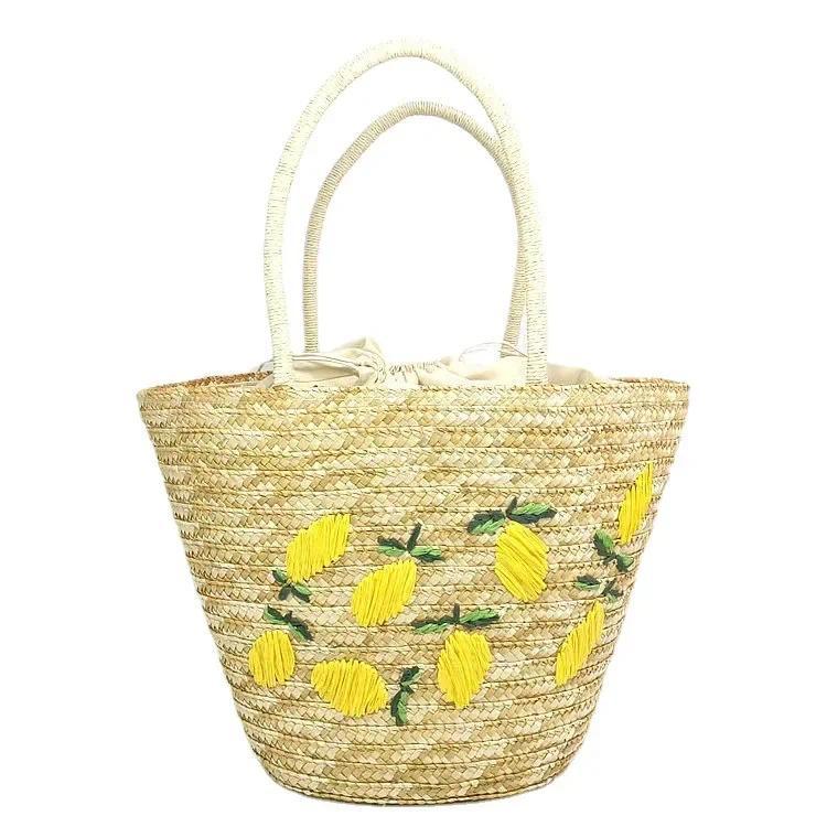 Summer Straw Braid Handbag Beach Pure Handmade Woven Bag New Mango And Lemon Fresh Ladies Handbag Ha