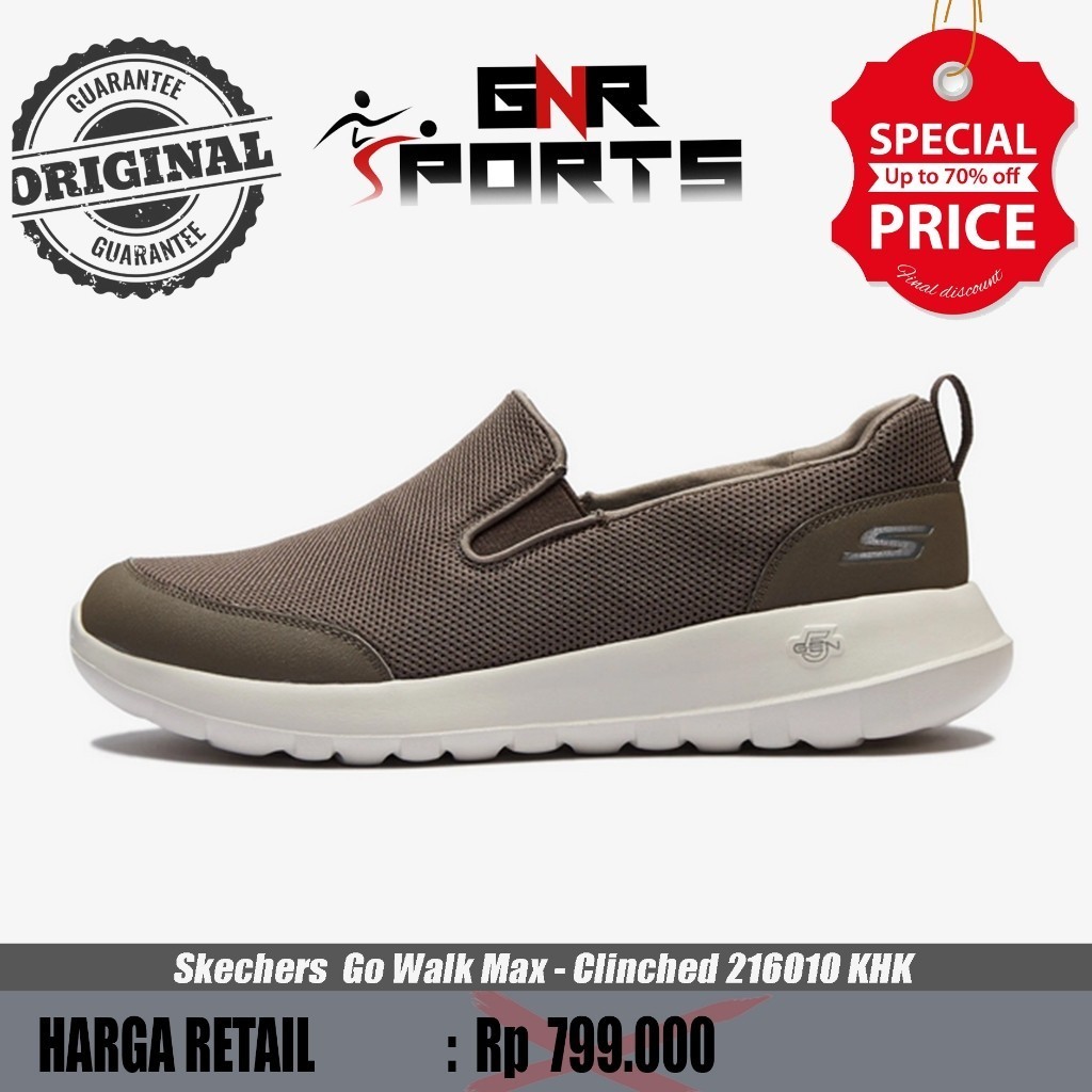 Sepatu Skechers  Go Walk Max - Clinched Slip On 216010 KHK Original 100%