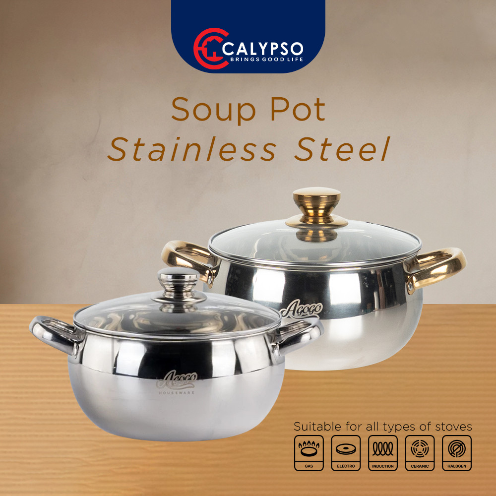 Agogo Soup Pot Silver & Gold 20-24cm Stainless Steel