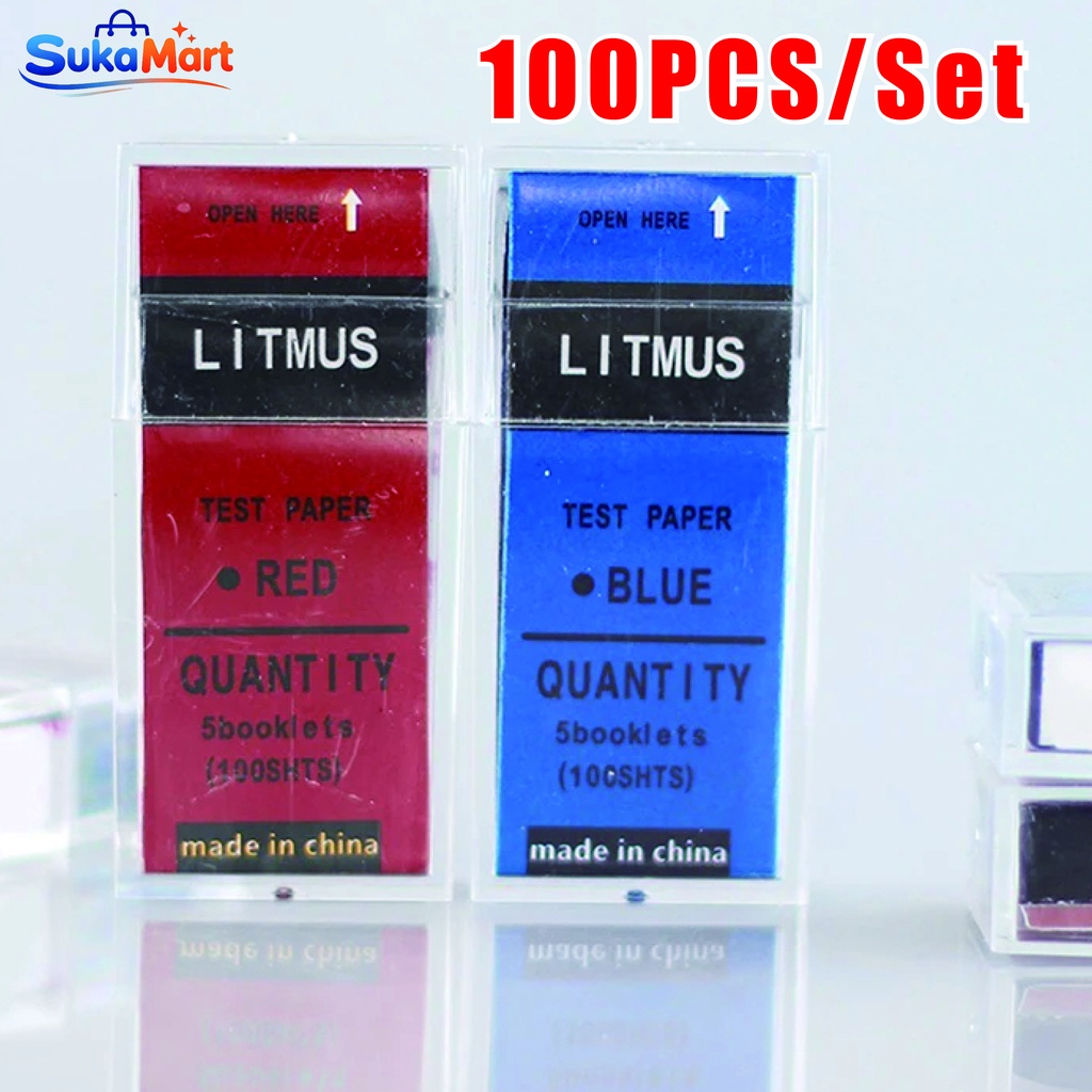 PH Test Strips 100Pcs Kertas Lakmus - Kertas Uji PH Air Merah & Biru  Cocok untuk Tes Air Kolam & Mi