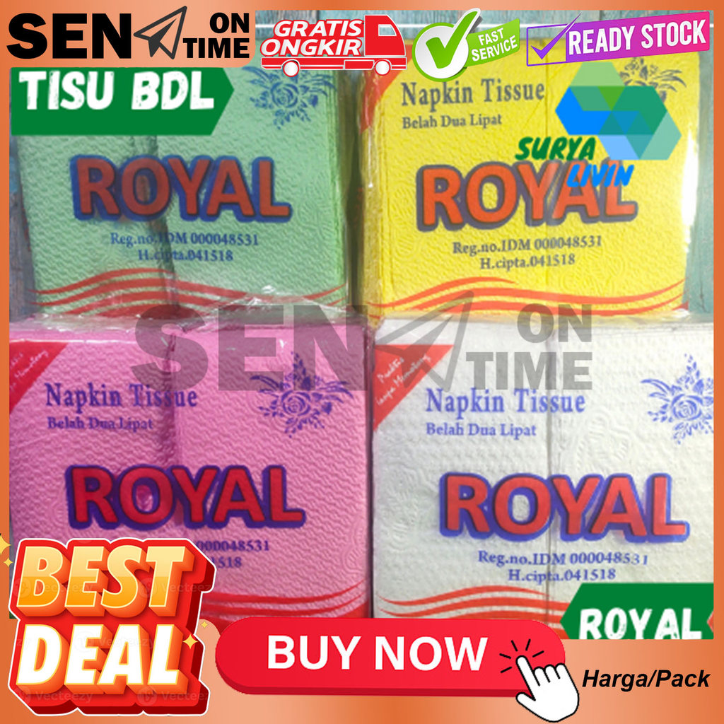 Tisu Napkin Prasmanan Lipat Belah Dua Tissue Sendok Garpu Putih Warna Random Per Pack Tisu Meja Maka