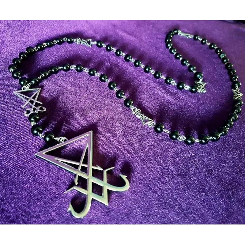 New Sigil Lucifer Rosary Luciferian Necklace occult goth gothic Necklaces left hand path rosary sata