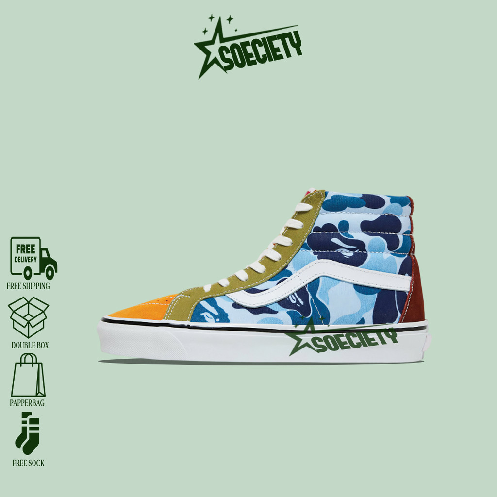 Sepatu Sneakers Vans SK8-HI 36 DX x BAPE 'Multi Camo' BNIB Unisex
