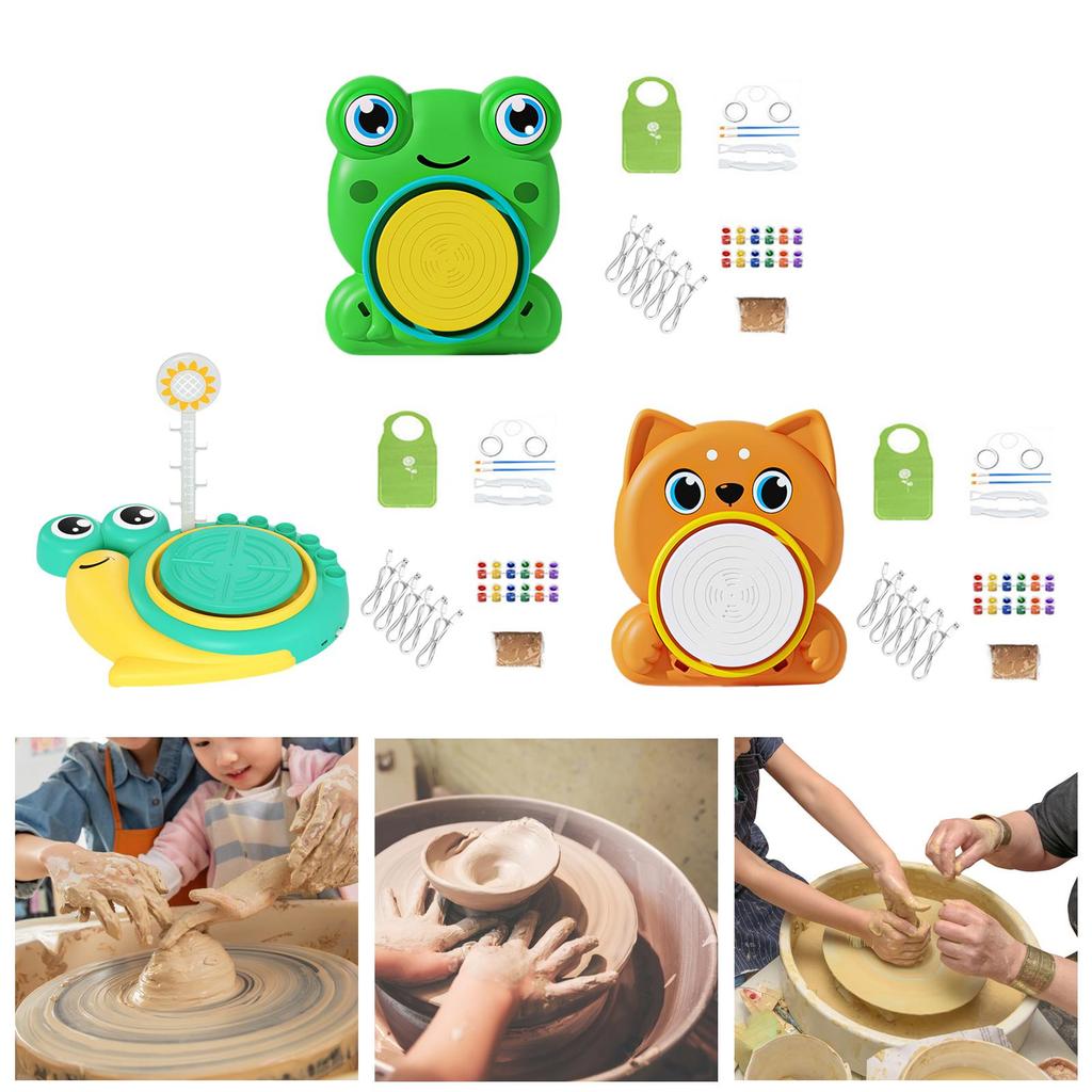 Pottery Wheel Kit DIY Pottery Educational Toy with Sculpting Clay Apron for