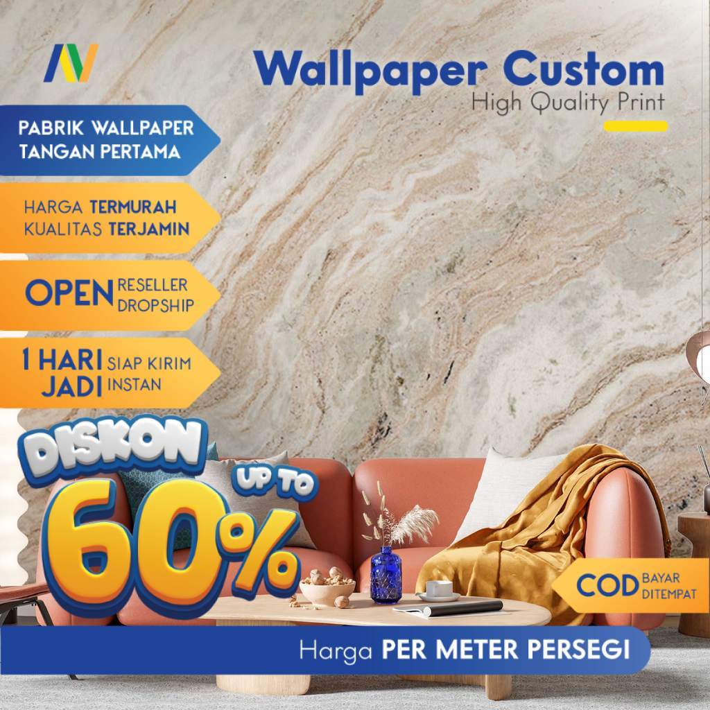 Wallpaper Dinding Custom Premium Motif Marble Marmer Abstrak Ruang Tamu HD Wallpaper Aesthetic Custo