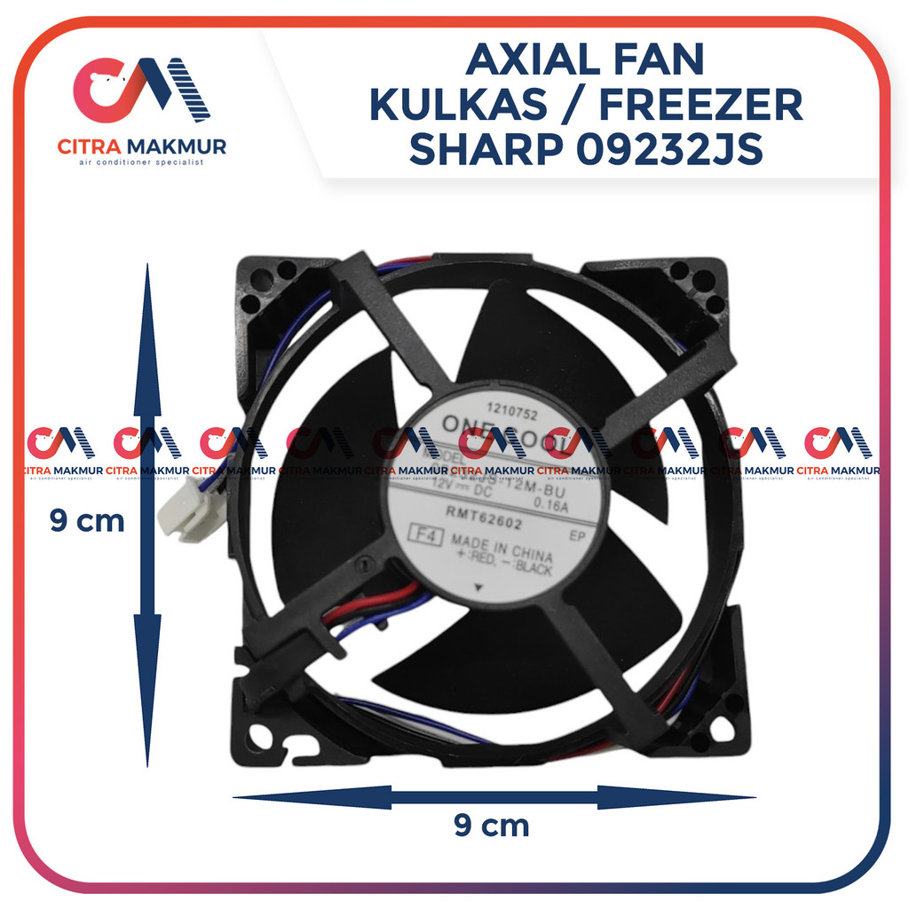 Axial Fan Kulkas Sharp 0923JS Kipas Kondensor Evaporator Chiller Freezer 9 cm Tebal 1,8 12 Volt