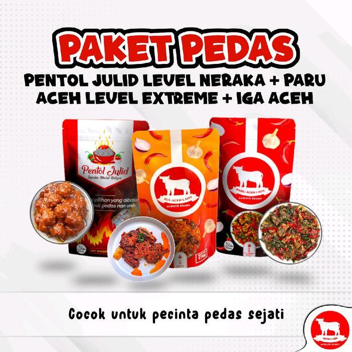 PROMO  Paket Pedas (Paru Level Extreme + Pentol Level Neraka+ Iga Aceh) / COD / Kirim Seluruh Indone