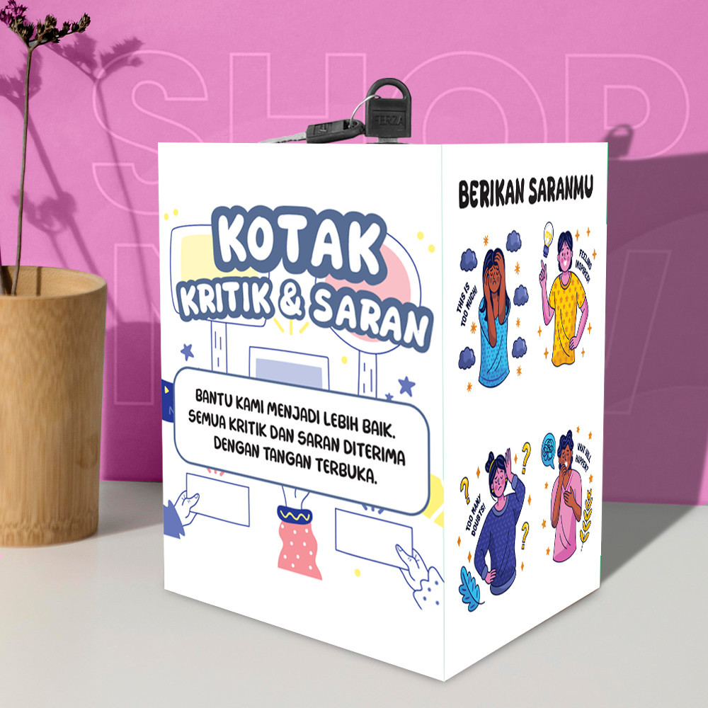 Kotak Saran MDF Desain Komik Unik / Kotak Kritik & Keluhan Pelanggan Aesthetic / Box Saran Kayu Cust