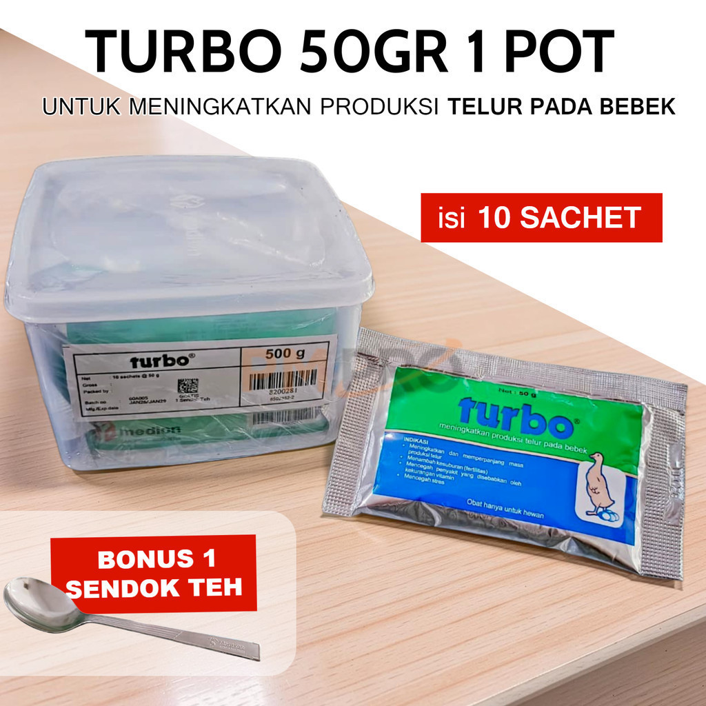 1 Toples Turbo 50 gr 10 bks Obat Suplemen Pemacu Untuk Meningkatkan Produksi Telur Bebek Bertelur