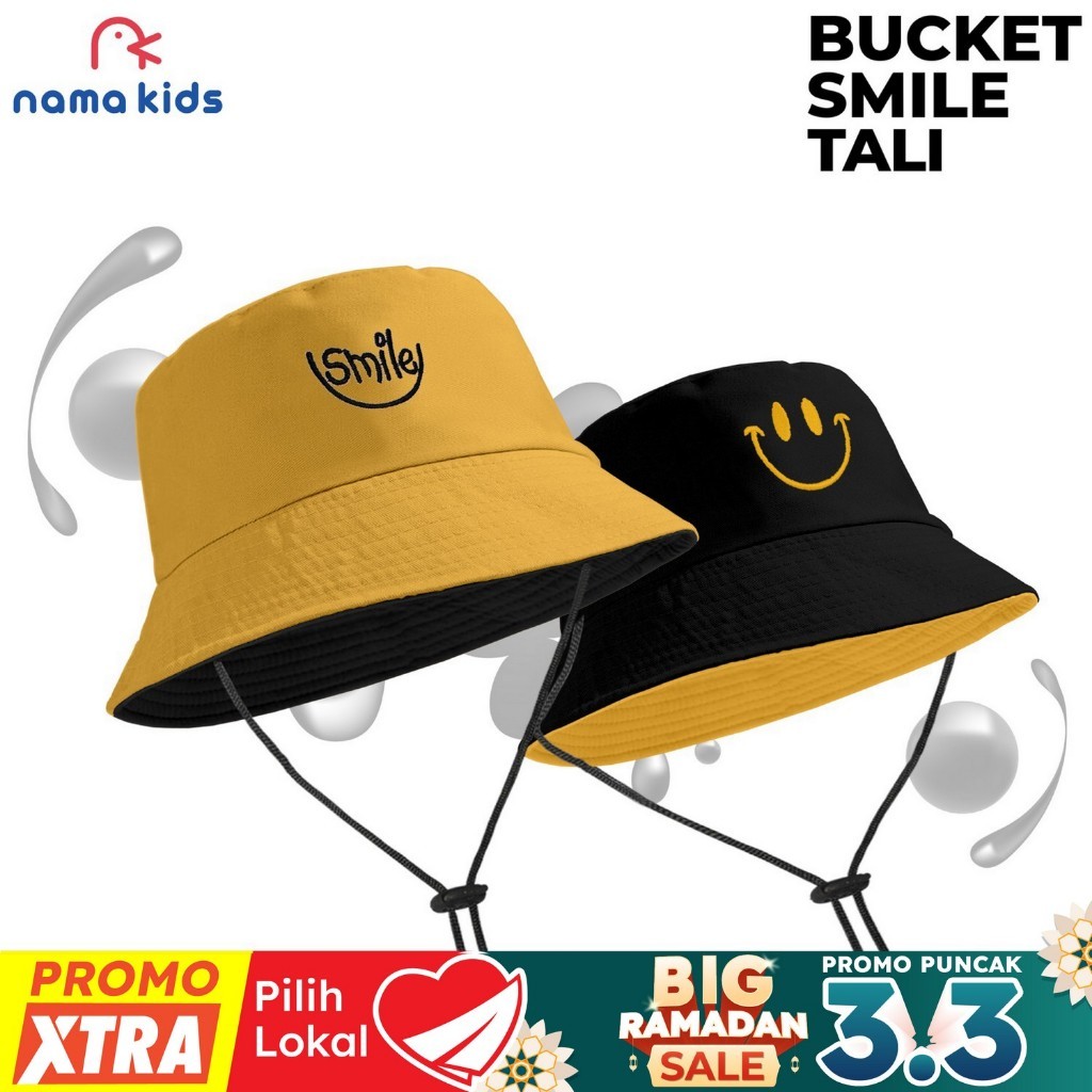 TOPI BUCKET ANAK Dewasa KOREA TOPI ANAK BORDIR SMILE TOPI BUCKET Dewasa Couple Anak WANITA PRIA