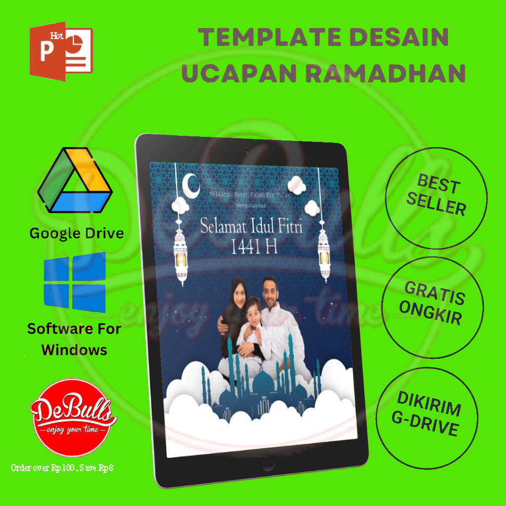 Template Desain Ucapan Ramadhan Kit dan Idul Fitri format Powerpoint (PPT)