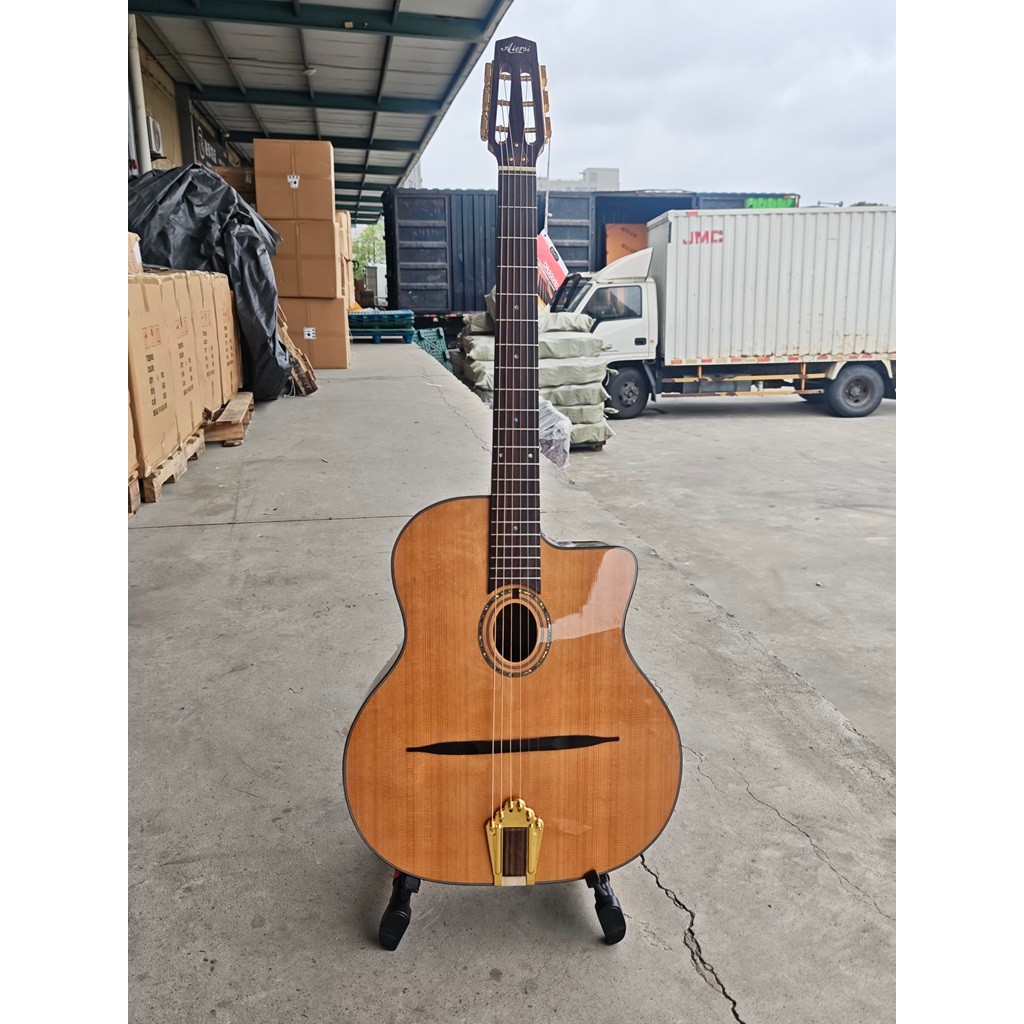 Aiersi Brand Professional Playable O-Hole Instrument, Gypsy Jazz Guitar,Cedar Top,Spruce Top