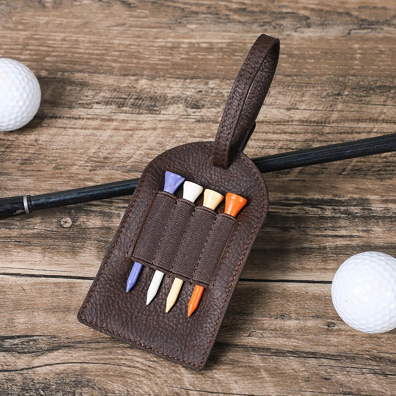 6pcsslot geniue golf ball studs tee Box Travel Case orginizer tag rack cowhide oxhide Leather access