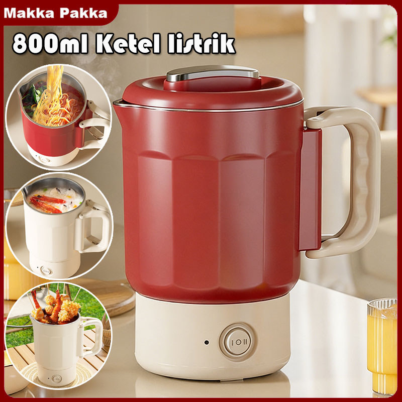 800ml Ketel Listrik Pemanas Air Ketel Air Multifungsi Portabel Lipat Stainless Steel 600W