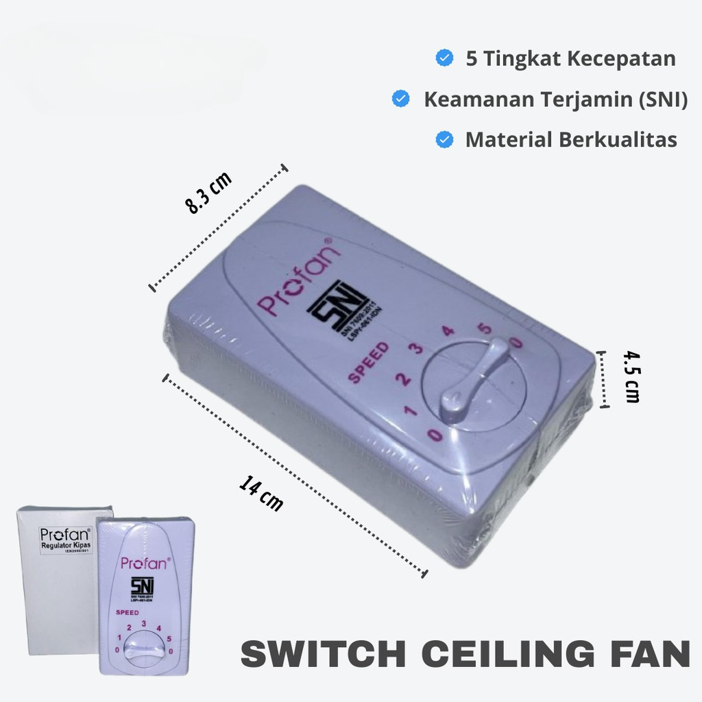 SWITCH CEILING FAN SEGI DENGAN KAPASITOR / SWITCH KIPAS ANGIN 5 KECEPATAN