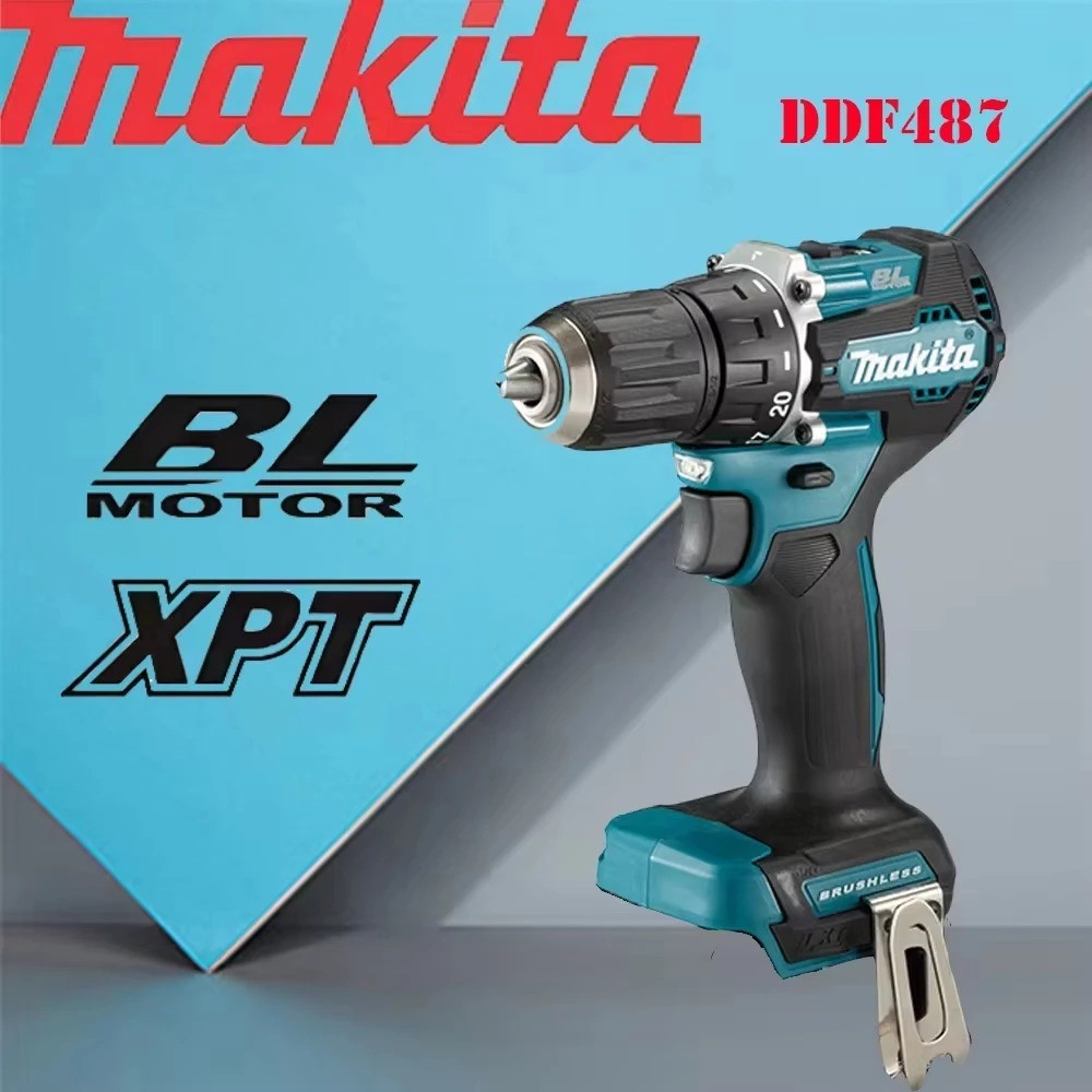 Makita Original DDF487 10mm Bor Tanpa Kabel 18V Obeng Impak Elektrik Tanpa Sikat Alat Tenaga Isi Ula
