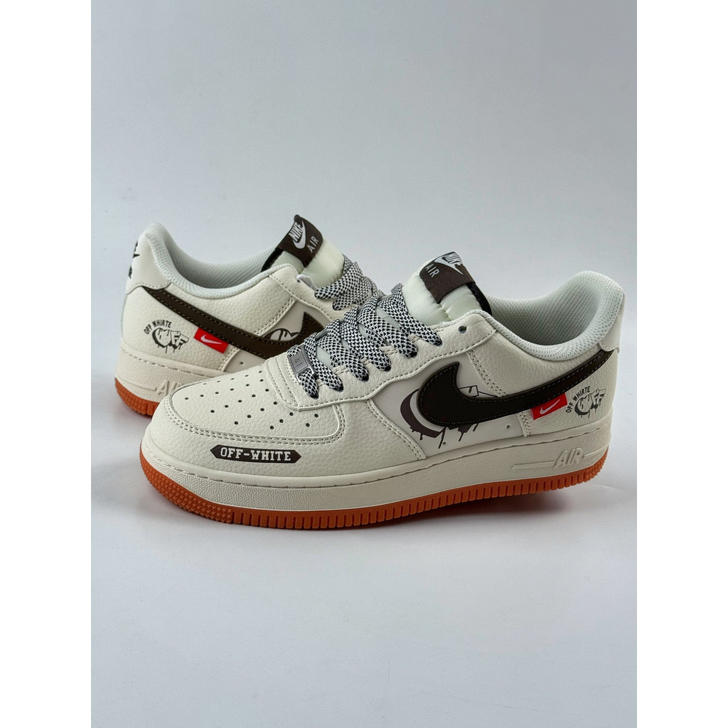 N1K3 A1R Force 1 Low OFF-WHITE Sepatu olahraga kasual klasik kelas atas berwarna putih dan hitam yan